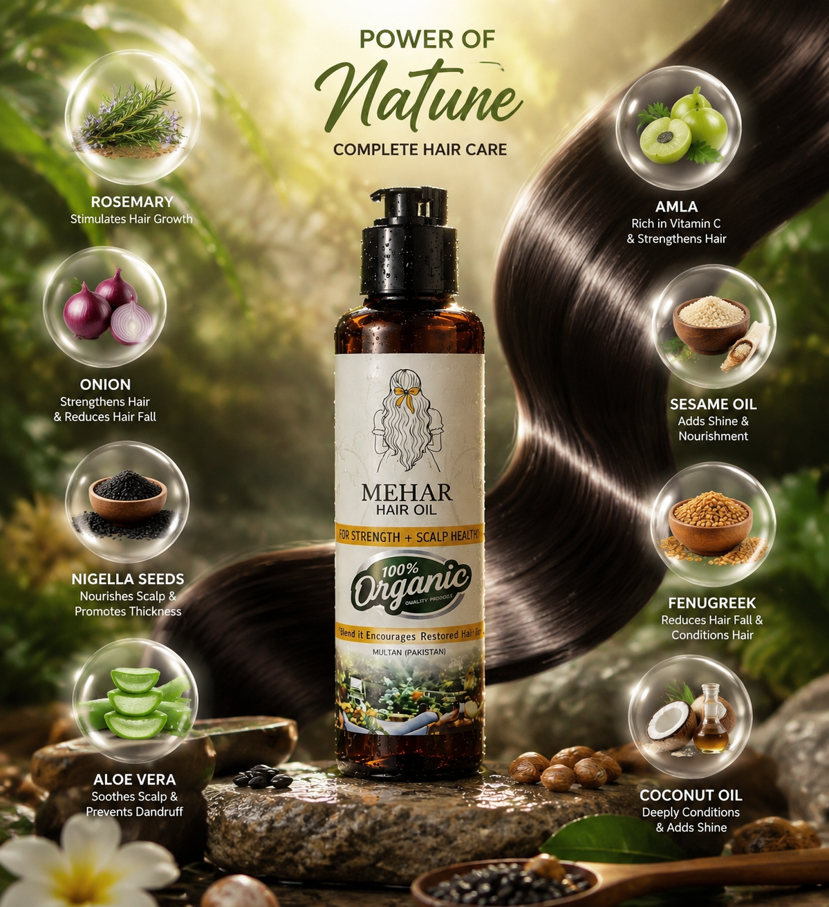 MEHAR Hair Oil – 100% Organic Hair Growth